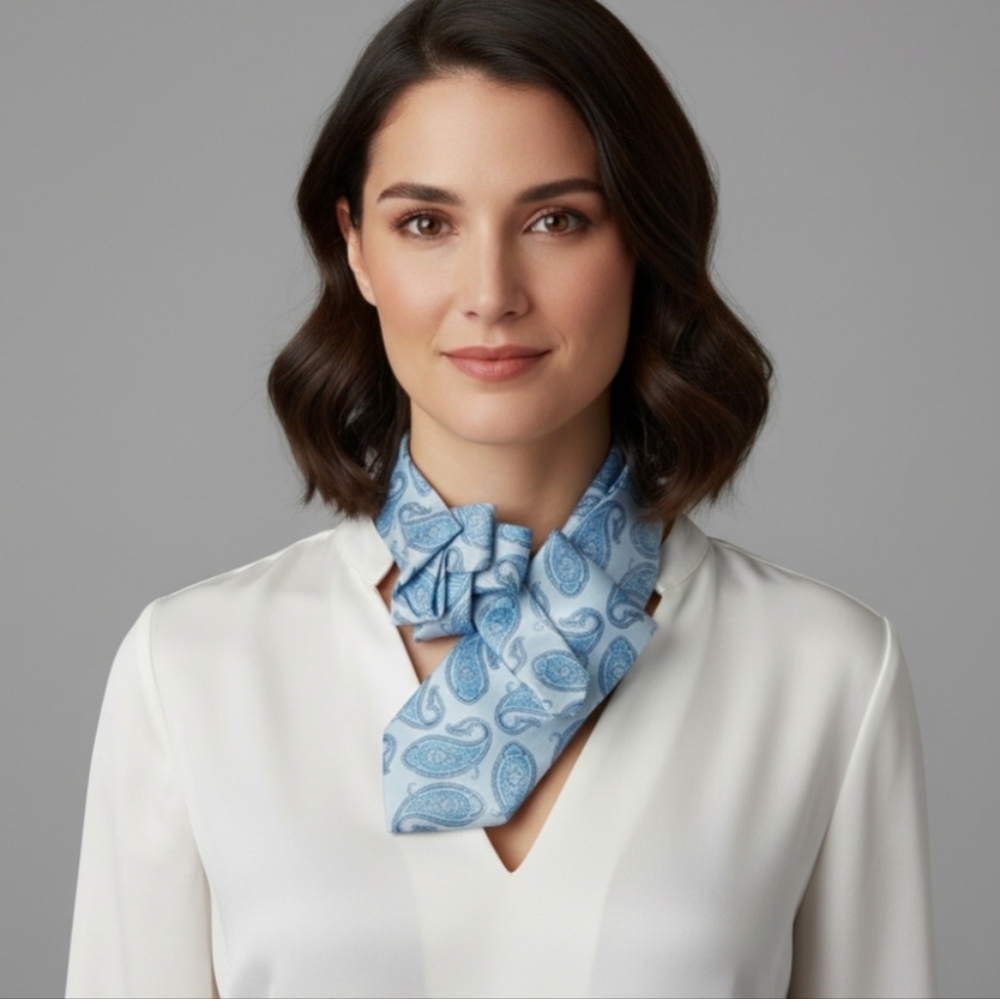NWT Ogsplosh Women's Paisley Pale Blue Ascot Scarf Medium
